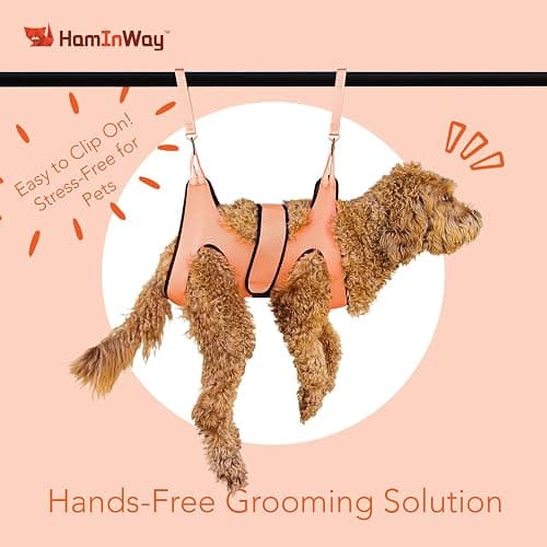 HamInWay Pet Grooming Hammock – Large Dog Grooming Sling for Nail Trimming, Bathing & Ear/Eye Care – Pink thumbnail 3