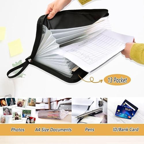 Western Cow Skin Texture Expanding Accordion File Folder with Sticky Labels, 13 Pockets Zip File Folder with Zipper Closure thumbnail 5