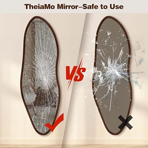 TheiaMo Irregular Full Length Mirror, 65"x22" Wooden Farmhouse Full Body Mirror, Large Asymmetrical Wall Mirrors for Living Room Entryway, Horizontal/Vertical, Walnut thumbnail 6