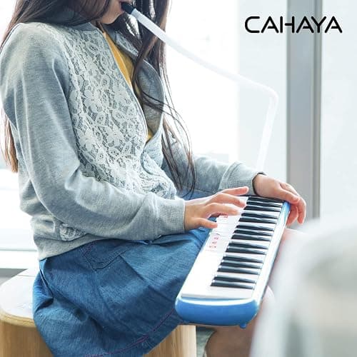 CAHAYA Melodica 37 Keys with Carrying Bag and 2 with Mouthpieces Air Piano Keyboard Musical Instrument for Kids and Adults, Blue, Model CY0049-2 thumbnail 8