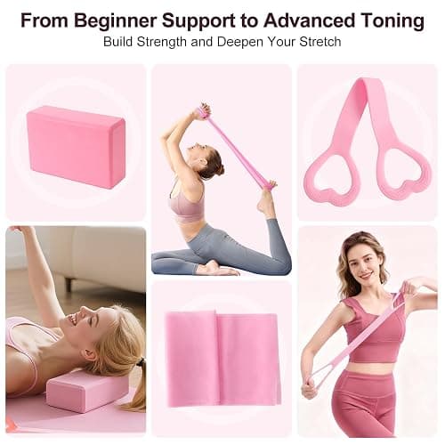 Pilates Kit, Home Pilates Workout Kit for Women, Pilates Equipment with Pilates Ring and Ball, Yoga Block & 5 Resistance Bands, Ankle Weights, Sliders & Grip Socks, Workout Guide Included thumbnail 5