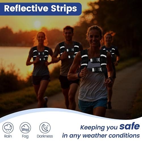 Zikopomi Weighted Vest Woman Man, 6lb/8lb/12lb/16lb/20lb/25lb/30lb Weight Vest with Reflective Stripes for Workout, Strength Training, Running, Fitness, Muscle Building, Weight Loss, Rucking Vest thumbnail 3