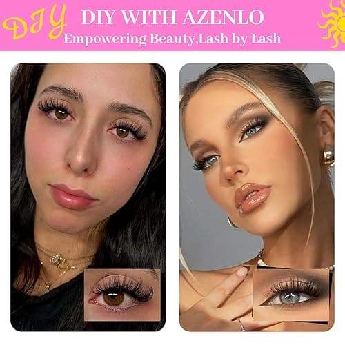 Azenlo Lash Extensions Cluster DIY Lashes 240pcs 40D 60D 10-16mm Eyelash Clusters Individual Lashes Lash Kit Think Band Lash Kit(40D+60D Kit) - 40D+60D KIT 240PCS thumbnail 3