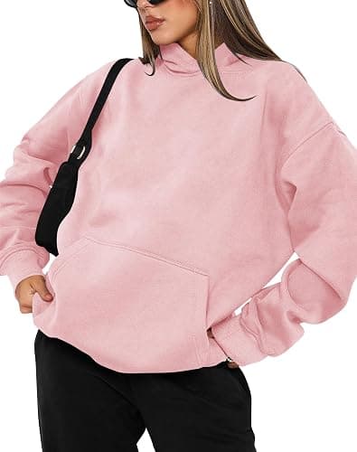 TICTICMIMI Women's Hoodies Sweatshirts Cute Long Sleeve Tops Loose Fleece Pullover Shirts with Pocket - X-Large - Pink thumbnail 2