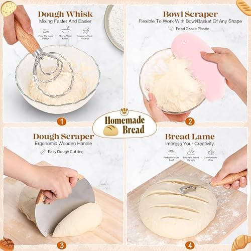 Sourdough Starter Kit, Sourdough Bread Baking Supplies, Sour Dough Starter Kits, Pink Sourdough Kit, Baking Gifts for Women, Bread Proofing Basket, Sour Dough Bread Making Kit Tools Baking Set thumbnail 2