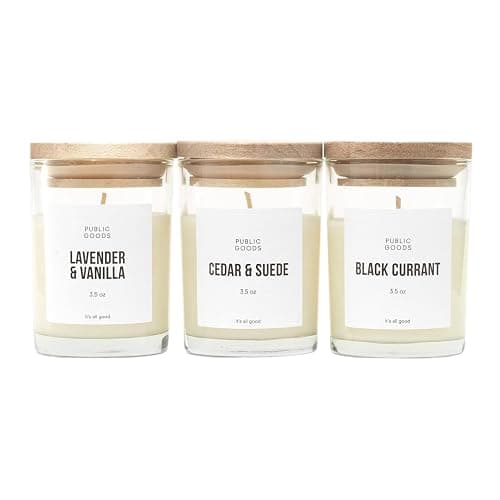 Public Goods 3-Pack Scented Soy Candle Set for Women & Men | Long Lasting & Non Toxic | Made with Natural Soy Wax & Organic Essential Oils | Gift Box | 3.5oz Jars - Image 1