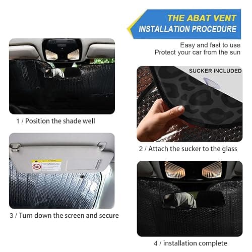Oarencol Black Leopard Car Windshield Sun Shade Animal Skin Print Foldable UV Ray Sun Visor Protector Sunshade to Keep Your Vehicle Cool (51" x 27.6") thumbnail 6