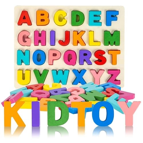 Alphabet Puzzle Wooden Puzzles for Toddlers 3 4 5 Year Old, ABC Puzzle Shape Alphabet Learning Puzzles Toys with Puzzle Board & Letter Blocks, Preschool Educational for Girls Boys thumbnail 4