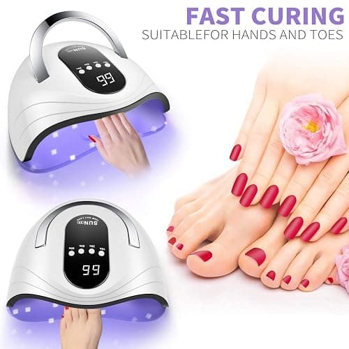 Sunrich UV Gel Nail Lamp 120W LED Nail Light Fast Dryer for Gel Polish Curing with 4 Timers Portable Handle Large Space Automatic Sensor (White) thumbnail 7