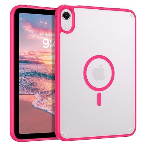 Telaso for iPad mini 7 A17 Pro 2024/iPad Mini 6 2021 8.3 Inch iPad mini 7th/6th Gen Magnetic Case, Translucent Matte Back Soft TPU Bumper Military Grade Case for iPad mini 7/Mini 6, Hot Pink - Hot Pink
