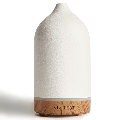VIVITEST 200ML Ceramic Essential Oil Diffuser,Stone Essential Oil Diffuser,Ultrasonic Aromatherapy Diffusers for Home - Image 1