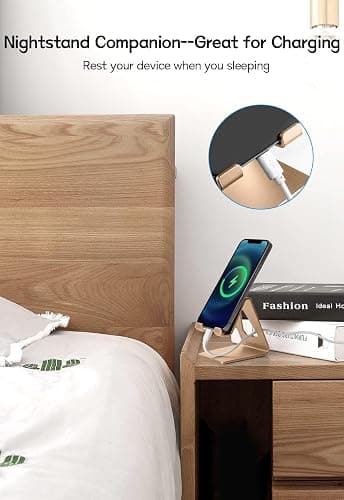 Aoviho Desk Cell Phone Stand Phone Holder, Aluminum Phone Cradle Dock for iPhone17 16 15 14 13 12 pro Mini 11 X Xs max 8 7 6 6s Plus SE Samsung All Smart Phones, Rose Gold thumbnail 5