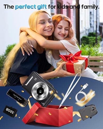 Digital Camera 4K for Kids-48MP Autofocus Vlogging Camera with 32GB Card, 16X Zoom, Anti-Shake, Compact Point and Shoot Camera for Teens Beginners, Birthday Gift Black thumbnail 9