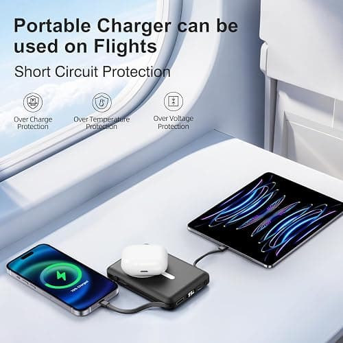 for Magsafe Portable Charger - 10000mAh Battery Pack for Magsafe with USB-C Cable and PD 20W USB C Fast Charging LED Display, Magnetic Wireless Power Bank for iPhone 17/16/15/14/13/12/Pro/Pro Max thumbnail 8