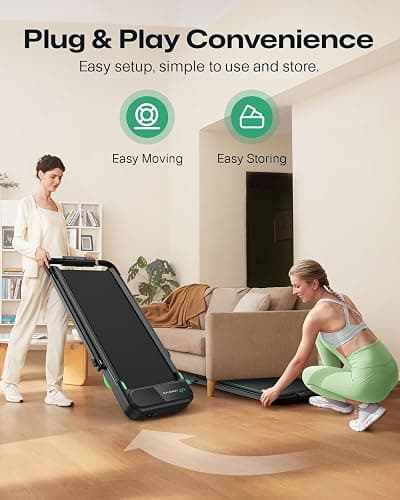 UREVO Strol 2E Smart 2-in-1 Folding Treadmill, Compact Walking Pad with Safety Handle, Plug and Play, Standing Desk Treadmill with Dual LED Display, Smart APP, Walking or Running for Home Office thumbnail 12