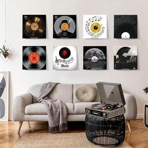 Kalami 6 Pack Vinyl Record Holder Wall Mount No Drill, Self Adhesive Acrylic Record Shelf Display Racks for LP Album Covers CD Book Pictures thumbnail 2