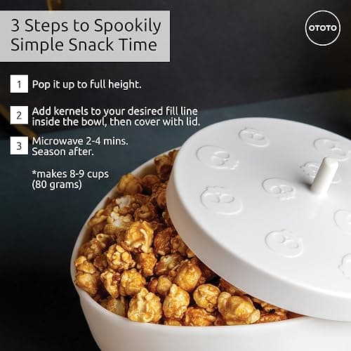 OTOTO New Scary Poppings Microwave Popcorn Popper - Gothic Popcorn Microwave Popper, Silicone Microwave Popcorn, Collapsible Bowl Popcorn Bowls, Halloween Goth Accessories Goth Gifts (White) thumbnail 6