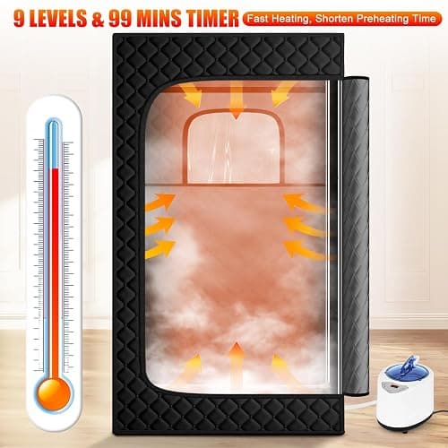 X-Vcak Upgraded Portable Sauna for Home，Relaxation, Steam Sauna for Home with Steamer, Remote Control, Folding Chair, 9 Levels thumbnail 2