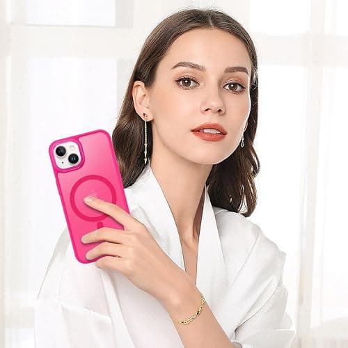 BENTOBEN Magnetic for iPhone 13 Case & iPhone 14 Case [Compatible with Magsafe] Translucent Matte Phone Case iPhone 13/14 Slim Thin Shockproof Women Men Protective Cover Cases, Hot Pink thumbnail 9