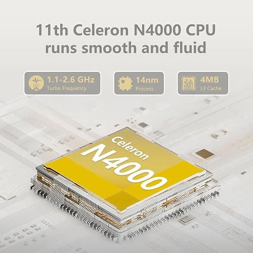 15.6 inch Laptop, Laptops with Celeron N4000, 2025 Gaming Laptop for 8GB LPDDR4 256GB SSD, IPS FHD 1920x1080, WiFi+BT4.2+Mini HDMI+TF Card Slot, Traditional Laptops Computers Convertible 180° Netbook thumbnail 4