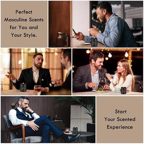 Scented Candles Set | Men Candle Set, Scented Candles for Home, Gifts for Men Aromatherapy Gift Set - 4 Pack Manly Gifts for Dad Fathers Day, Soy Candle of Leather/Smoke & Vanilla/Oak/Lavender thumbnail 7