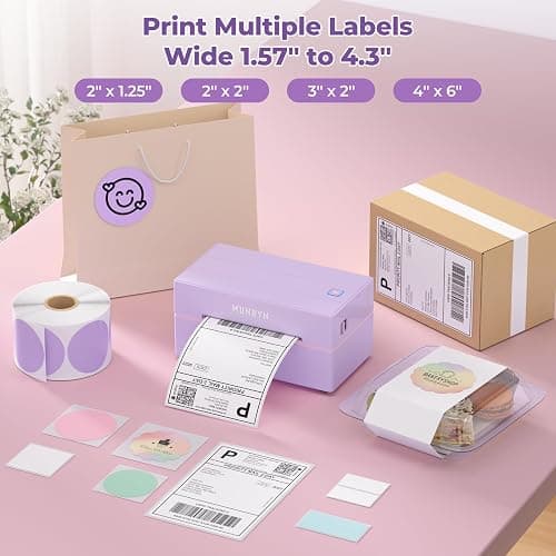 MUNBYN Bluetooth Thermal Label Printer, 130B Wireless 4x6 Shipping Label Printer for Shipping Packages Small Business Office or Home, Compatible with iPhone Android iPad Windows macOS Chrome thumbnail 5