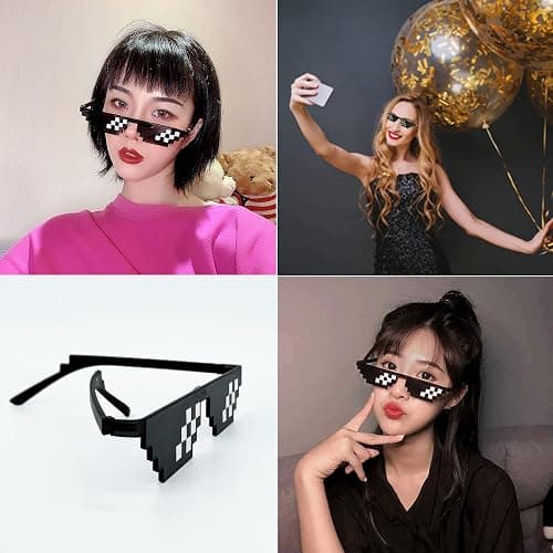 Lorigun Thug Life Glasses Pixel Sunglasses for Party, Deal with it Glasses Bachelor Party Decor thumbnail 5