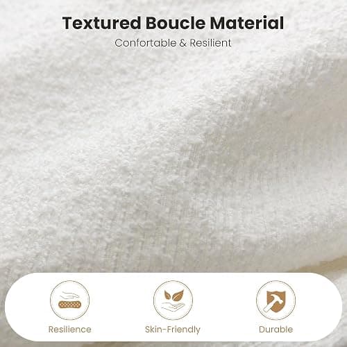 SHA CERLIN Boucle Upholstered Full Size Bed Frame, White | Platform Bed with Adjustable Headboard, Wooden Slats Support, No Box Spring Needed, Noise-Free, Easy to Assemble thumbnail 3