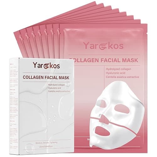 Yargkos 8 Pcs Collagen Facial Mask, Real Deep Hydrogel Face Sheet Mask Skincare, Moisturizing Hydrating Jelly Gel Mask, Elasticity Improvement, Pore Minimizing, Self Care Gifts for Women - Image 1