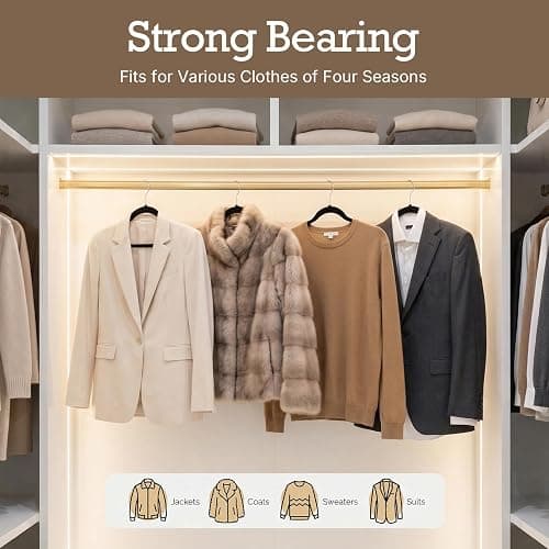 HOUSE DAY Black Velvet Hangers 60 Pack, Non Slip Clothes Felt Hanger Heavy Duty for Coat, Premium Slim Space Saving Suit Hangers for Closet Organizer, 360° Rotating Silver Hook thumbnail 8