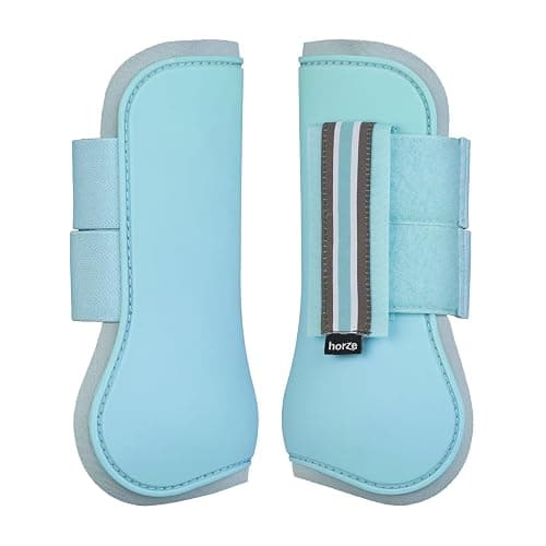 HORZE Adepto Open Front Tendon Boots | Durable Shell with Neoprene Lining - Canal Blue - Horse - Image 1