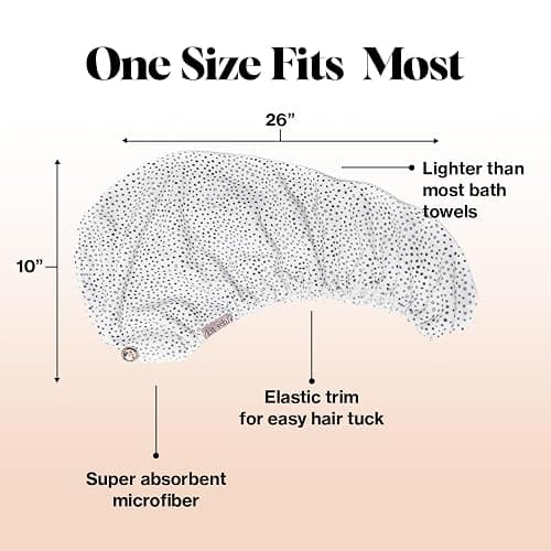Kitsch Microfiber Hair Towel Wrap for Women - Microfiber Towel, Super Absorbent, Quick Dry, Anti-Frizz - for Long and Short Hairs, Turbans for Women, Wet and Curly Hair Wrap - Micro Dot thumbnail 3