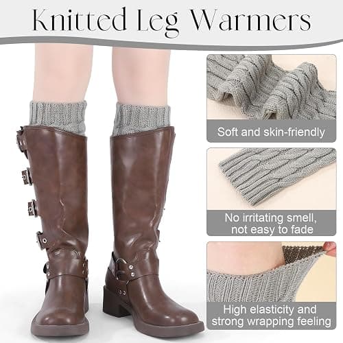 3 Pairs Leg Warmers for Women, Knitted Leg Warmers Knit Winter Thermal Warm Leg Warmer Long Socks Boot Cuffs for Women Girls thumbnail 3