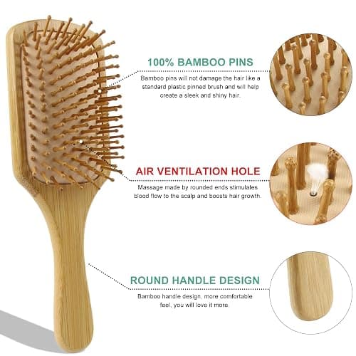 100% Bamboo Hair Brushes and Comb Set by Combetter, Comb for Women and Detangling, Great on All Hair, Eco-Friendly and Handmade for Women Men and Kids thumbnail 4