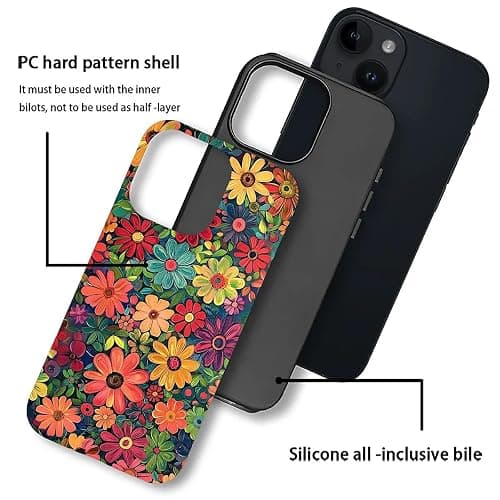 ZHEGAILIAN Case for iPhone 14 Plus,Colorful Red Flowers 2 in 1 Hard Shell + Silicone,Shockproof Bumper Drop Protective Compatible with iPhone 14 Plus thumbnail 2
