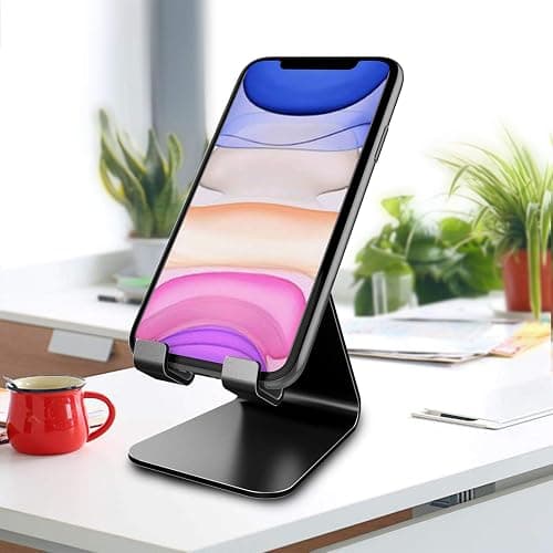 CreaDream Cell Phone Stand, Cradle, Holder, Aluminum Desktop Stand Compatible with Switch, All Smart Phone, iPhone 11 Pro Xs Max Xr X Se 8 7 6 6s Plus SE 5 5s-Black thumbnail 3