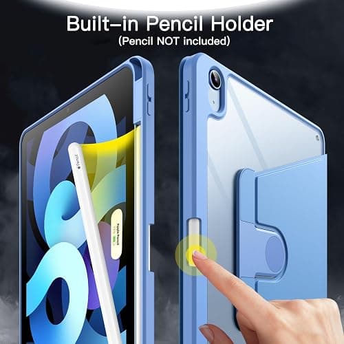JETech Rotating Case ONLY for iPad Air 11-Inch M4/M3/M2 (2026/2025/2024), iPad Air 5/4 (2022/2020 5th/4th Generation 10.9-Inch), 360 Degree Rotation Protective Stand Cover Clear Back (Sky Blue) thumbnail 5