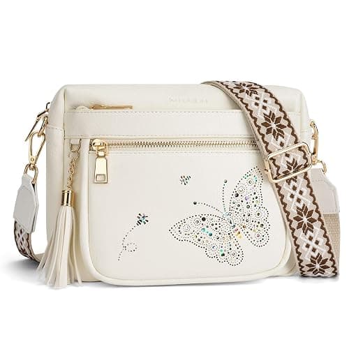 KITEVIUN Crossbody Bags for Women Trendy Leather Crossbody Purse Shoulder Handbags Butterfly Design - Image 1
