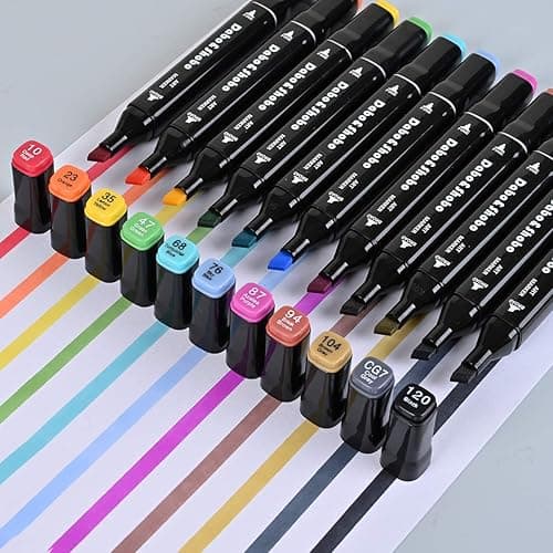 Dabo&Shobo 60 Color Alcohol Marker Pens, Bright Permanent Markers For Coloring, Markers For Adults Coloring Book, Wide Chisel And Fine Tip, Dual Tip Design Equipped with Black Suitcase thumbnail 4