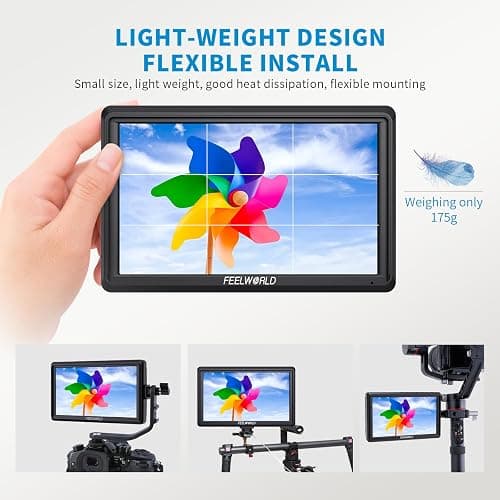 FEELWORLD S55 6 inch Camera DSLR Field Monitor Small Full HD 1920x1080 IPS LUT Video Peaking Focus Assist with 4K HDMI 8.4V DC Input Output Professional Video Accessories thumbnail 7