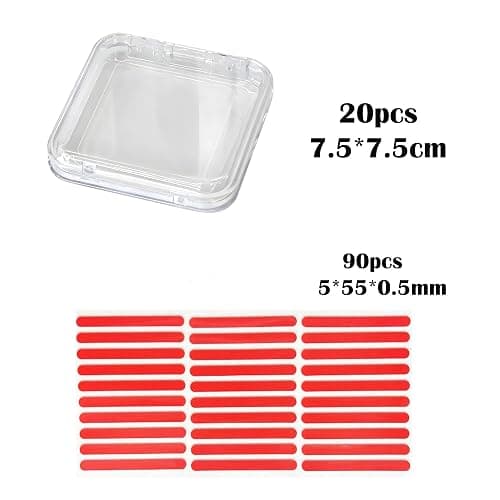 MZSX 20 Stück Nagelaufbewahrungsboxen zum Aufdrücken (7,5 × 7,5 cm), 90 Stück verbessertes doppelseitiges Klebeband, klare Nagelspitzen-Display-Aufbewahrungsbox-Set, transparentes Kunstnageldisplay thumbnail 5