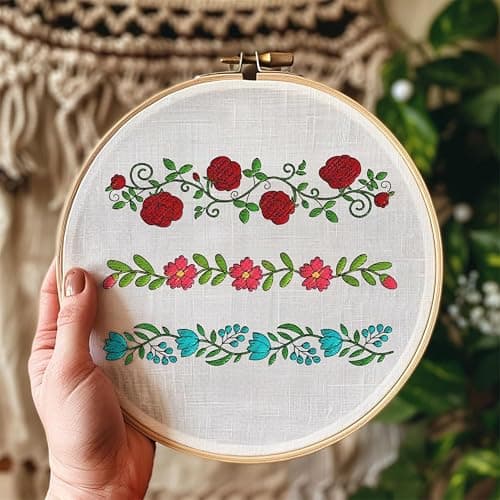 BENECREAT 4 Style 27Pcs Flower Border Water Soluble Hand Sewing Stabilizers, Long Rattan Flowers Tear Away Water Soluble Embroidery Patterns for Carves, Shirts, Coats, Bags, Towels thumbnail 4