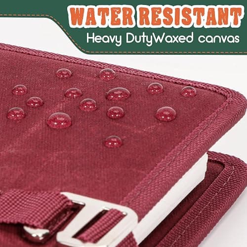 Plinyvel Travel Sketchbook Cover 5.5"x8.5" with Pencil Holder - Waxed Canvas Art Storage Case & Artist Padfolio Organizer Kit (Red) thumbnail 5