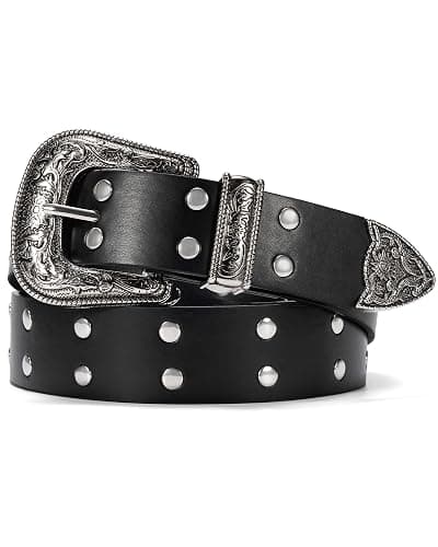 maikun Studded Belt for Women, Western Buckle Design Punk Rock Rivet Belt | Cool Belt - Image 1