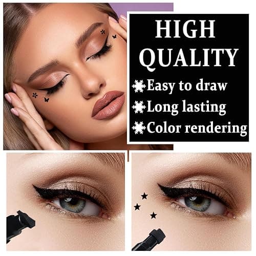XINGXYUEL 5PCS Liquid Winged Eyeliner Stamp Pen Set - Double-headed Black Eye Liner Pencil - Long-lasting Waterproof Stamp Eyeliner Set for Eye Makeup - Star, Heart, Flower, Butterfly, Triangle thumbnail 5