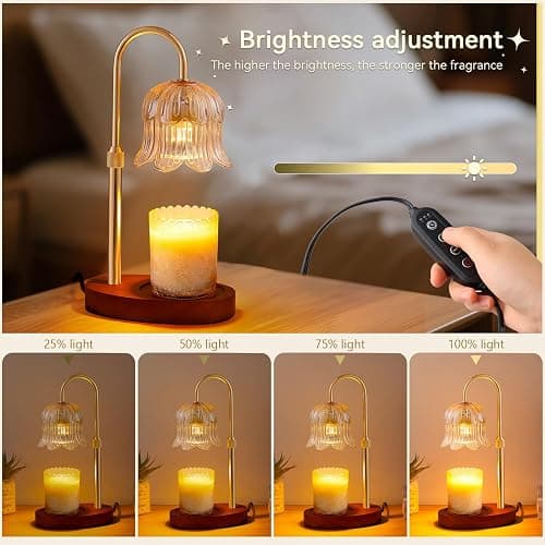 Candle Warmer Lamp with Timer and Dimmer, Adjustable Height Electric Candle Warmer Flower Lamp Wax Melt Warmer for Jar Candles - Birthday Christmas Gifts for Women Mom Home Living Bedroom Decor thumbnail 5