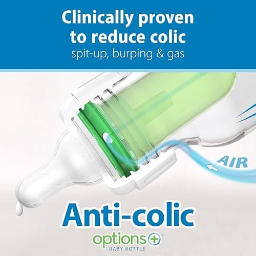 Dr. Brown's Anti-Colic Options+ Narrow Baby Bottle, 8 oz, 4-Pack | Clinically proven to reduce colic, bottle with Level 1 slow flow nipple, 0m+, BPA-free thumbnail 3
