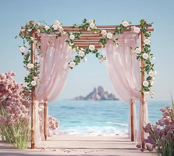 ZIFTY 5Pcs 34FT Flower Garland Pink Artificial Rose Vine Wedding Home Decor | Faux Silk Floral Vine Hanging Decor Flower Garland for Wedding Arch Party Backdrop Garden Wall Home Bridal Shower Decoration thumbnail 7
