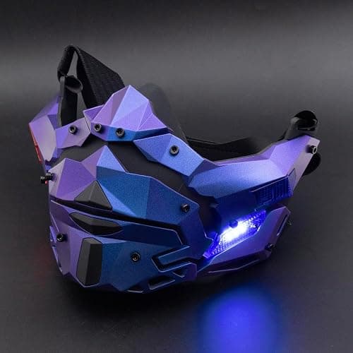 Zhongren LED Cyberpunk Mask for Men Face Mask Detachable for Holloween Cosplay Costume Holiday Party Tactical Movie Prors - Image 1