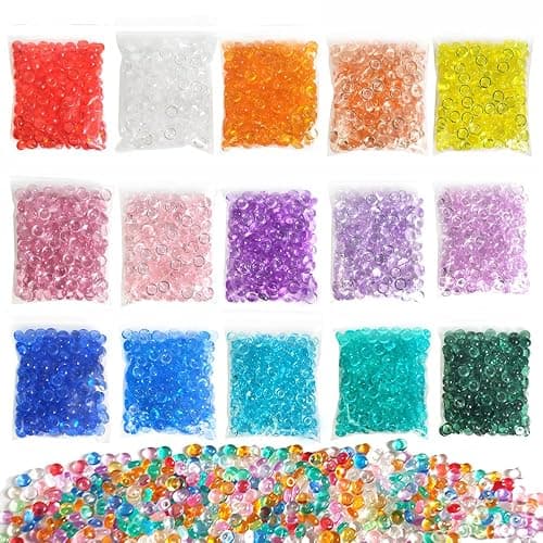 HappyFiller 15 Packs 7 mm Acrylic Gemstones Fish Bowl Slime Beads,Colorful Vase Filler,Makeup Brush, Candle Holder Decoration,Plastic Slushy Balls Crunchy Fishballs Kit for DIY Arts Crafts,2800 pcs - Image 1